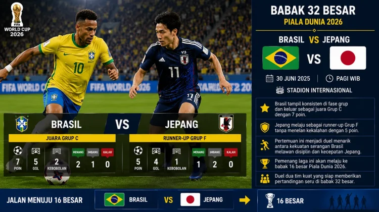 Brasil Bertemu Jepang di Babak 32 Besar