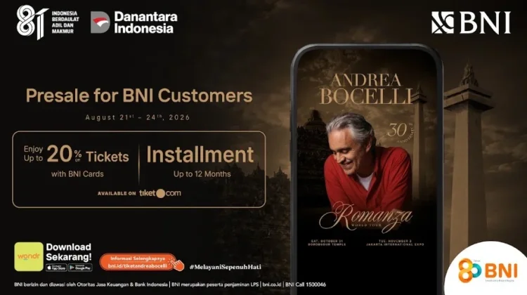 BNI Buka Presale Andrea Bocelli, Diskon Tiket hingga 20 Persen