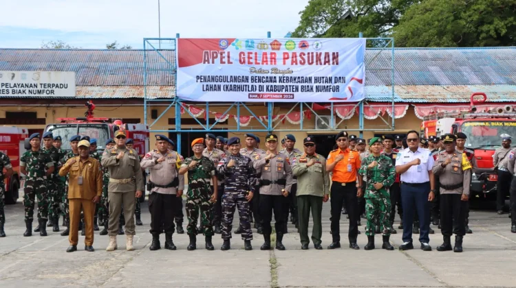 Polres Biak Numfor Gelar Apel Kesiapsiagaan Waspada Karhutla