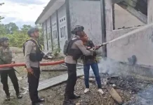 Aparat Gabungan Amankan Lokasi Percobaan Pembakaran SMA Negeri 2 Dekai