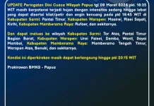 BMKG Peringatkan Hujan Lebat di Sarmi dan Waropen