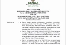 Ini Besaran Nilai Zakat Fitrah, Zakat Maal dan Fidyah Kota Jayapura 2026