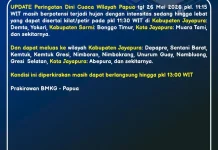 BMKG: Hujan Lebat Ancam Jayapura hingga Siang