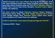 BMKG: Waspadai Hujan Lebat di Jayapura dan Supiori
