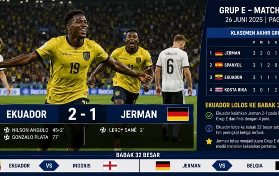 Ekuador Kalahkan Jerman di Pertandinga Terakhir Grup E