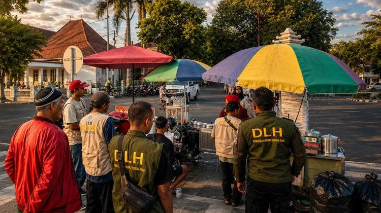 PKL Mulai Bawa Kantong Sampah di Alun-alun Lumajang