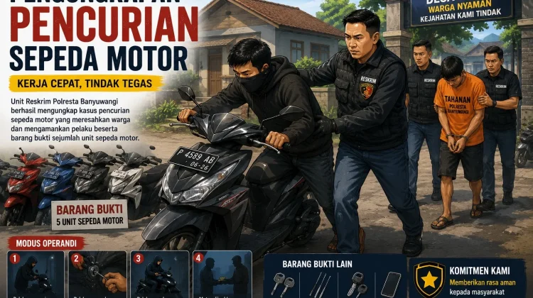 Polresta Banyuwangi Bongkar Sindikat Curanmor Delapan TKP