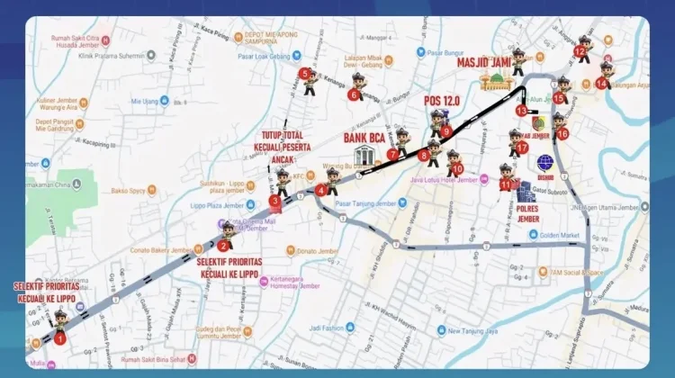 Ancak Agung, Sejumlah Ruas Jember Ditutup Mulai Pukul 11.00
