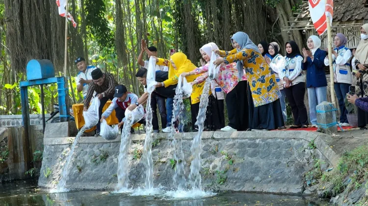Sebanyak 15.000 Bibit Ikan Ditebar di Rowosumo Lumajang