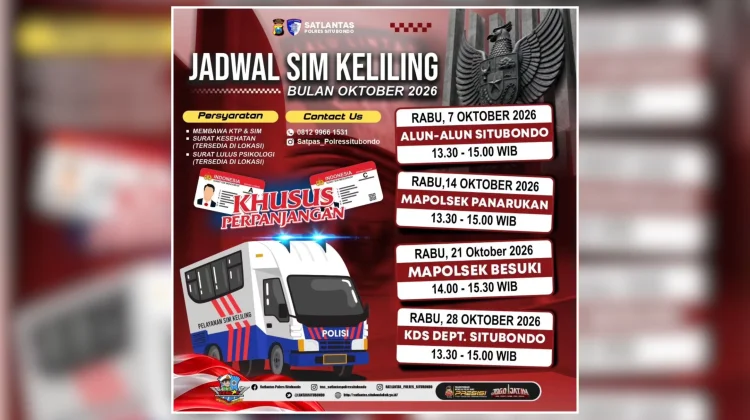 SIM Hampir Mati? Ini Jadwal SIM Keliling Situbondo Oktober 2026