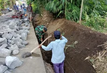 Warga Bangun Drainase Cegah Banjir di Candipuro Lumajang