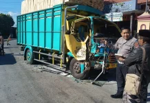 Truk Bertabrakan di Candipuro, Satu Sopir Luka Ringan