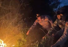 Karhutla Meluas, Kapolres Bondowoso Turun Langsung Padamkan Titik Api