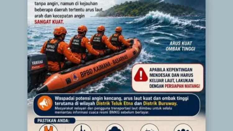 BPBD Kaimana Ingatkan Warga Waspada Cuaca Laut Ekstrem