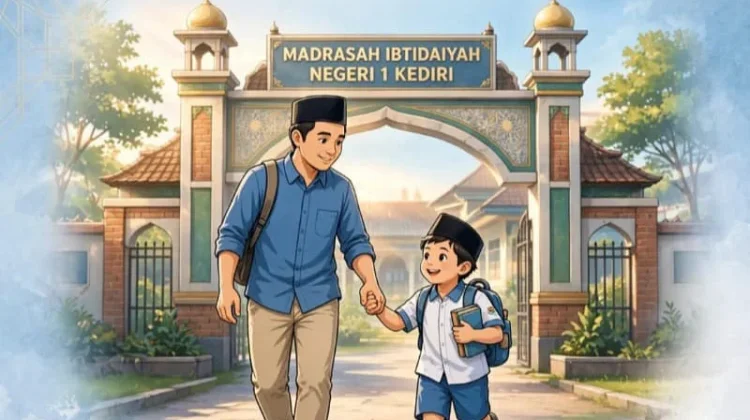 Gerakan Ayah Antar Anak Warnai Tahun Ajaran Baru di Kediri