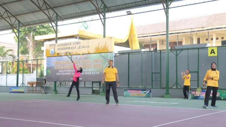 Turnamen Tenis Piala Kapolres Kediri Semarakkan HUT Polwan ke-78 dan HKGB ke-74