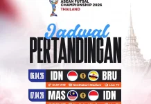 Jadwal Timnas Futsal Indonesia di ASEAN 2026 Thailand