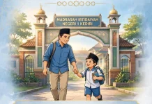 Gerakan Ayah Antar Anak Warnai Tahun Ajaran Baru di Kediri