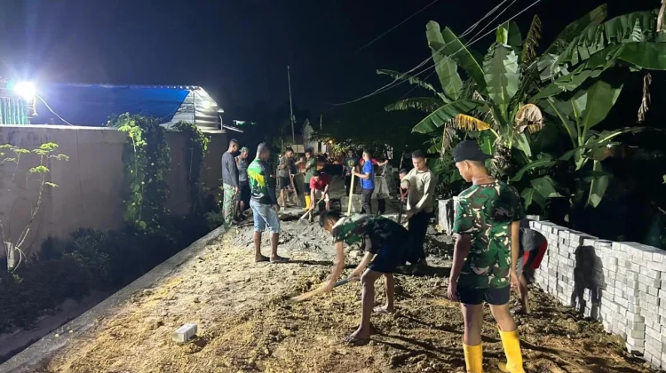 Satgas TMMD Kendari Kebut Pengerjaan Jalan Anggoeya hingga Malam