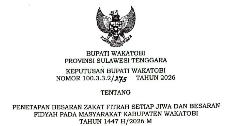 Ini Besaran Zakat Fitrah di Wakatobi
