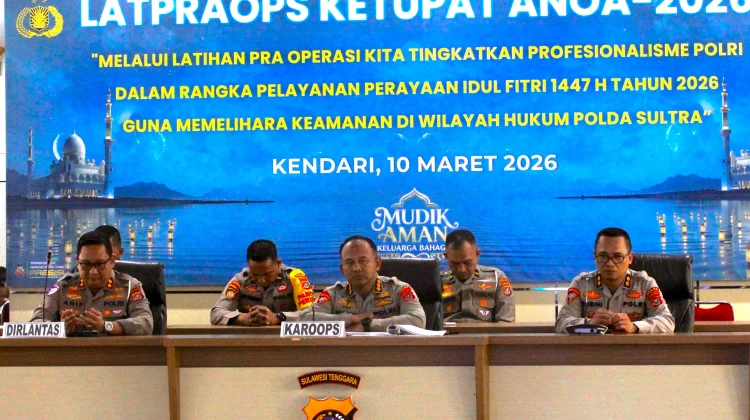 Polda Sultra Gelar Latpra Ops Ketupat Anoa 2026, Mantapkan Pelayanan Idulfitri