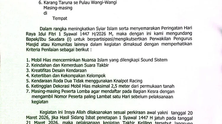 Pemkab Wakatobi Bakal Gelar Takbir Keliling