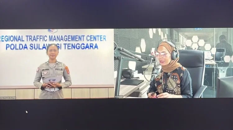 Ditlantas Polda Sultra Siarkan Pantauan Arus Lalu Lintas Bersama RRI