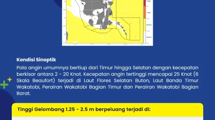 BMKG Stasiun Maritim kendari Rilis Informasi Tinggi Gelombang di Sultra