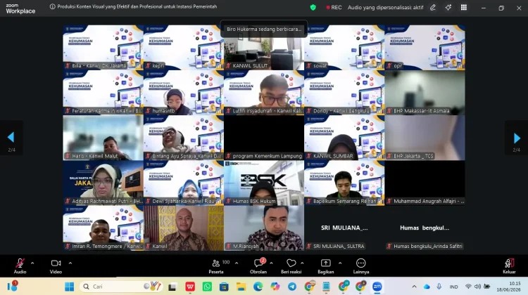 Tim Kerja Kehumasan Kanwil Kemenkum Sultra Ikuti Bimtek Produksi Konten