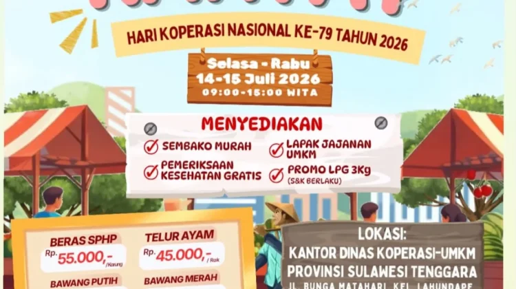 Pasar Rakyat di Kendari Dukung UMKM dan Hadirkan Layanan Publik Gratis