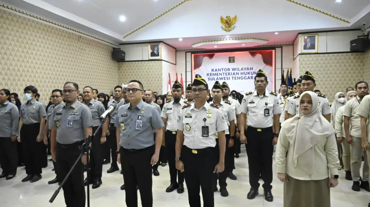 Kemenkum Sultra Bersama Ditjen Imigrasi dan Kemenham Gelar Apel Gabungan