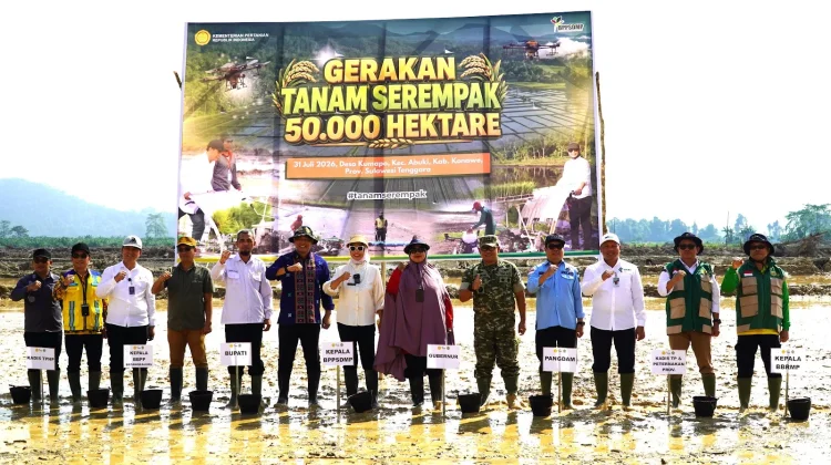 Gerakan Tanam Serempak OPLAH dan Cetak Sawah Rakyat Perkuat Pangan Konawe
