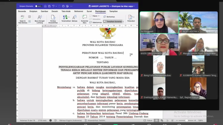 Kemenkum Sultra Harmonisasi Raperwali Baubau