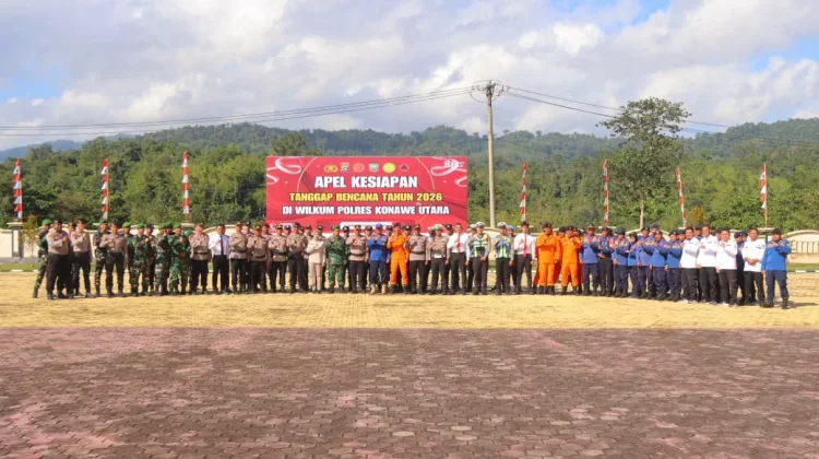 Polres Konut Gelar Apel Kesiapan Tanggap Bencana 2026