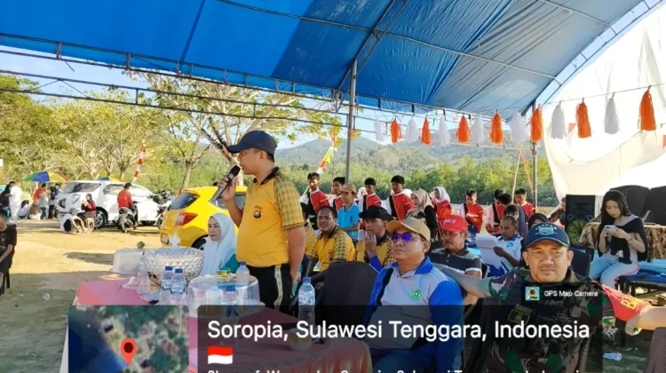 Kapolsek Soropia Hadiri Pembukaan Olahraga dan Lomba Kebersihan Desa Waworaha