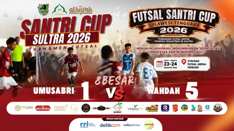 Wahdah Menang Telak 5-1 atas Umusabri di Babak 8 Besar Santri Cup Sultra 2026