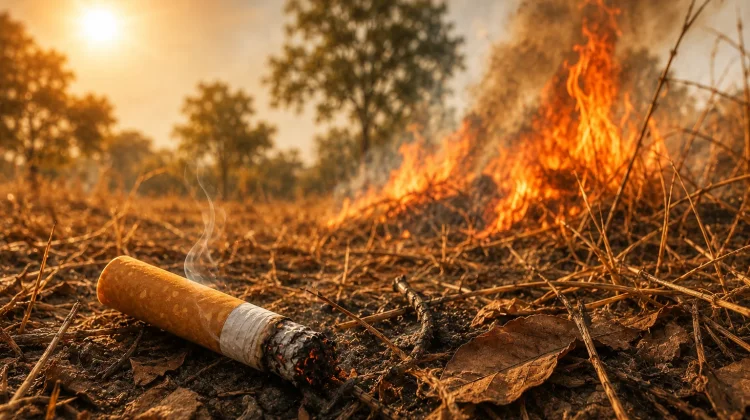 Kemarau Melanda, Warga Diingatkan Bahaya Membakar dan Membuang Puntung Rokok
