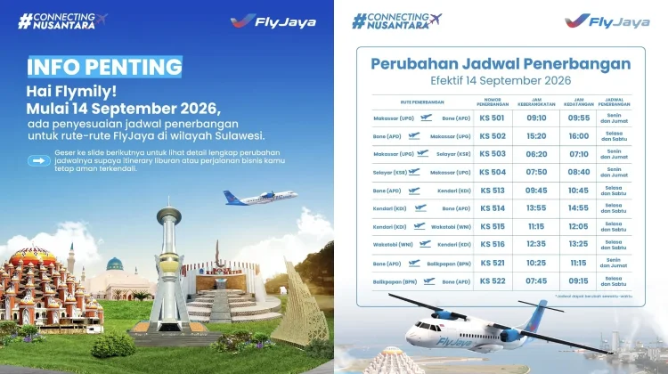 FlyJaya ubah Jadwal Penerbangan di Sulawesi, termasuk Wakatobi-Kendari