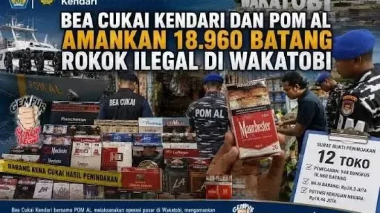 Bea Cukai Kendari Sita 18.960 Rokok Ilegal di Wakatobi