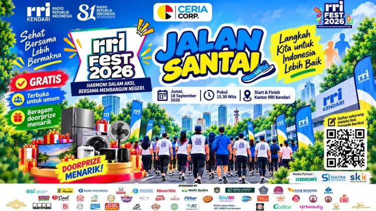 Semarak RRI Fest 2026, Jalan Santai RRI Kendari Berlangsung Meriah