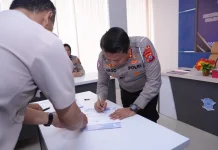 Dirlantas Polda Sultra Tandatangani Pakta Integritas Pengelolaan Anggaran