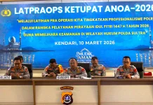 Polda Sultra Gelar Latpra Ops Ketupat Anoa 2026, Mantapkan Pelayanan Idulfitri