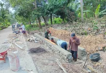 Babinsa Wawotobi Gotong Royong Bangun Drainase Desa Lalonona