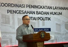 Kakanwil Kemenkum Sultra Buka Koordinasi Pengesahan Badan Hukum Partai Politik