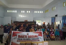 Sambangi Sentra Meohai, Ditreskrimum Polda Sultra Salurkan Bantuan Sosial