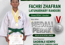 Kepala MTsN 1 Kendari Apresiasi Siswa Raih Medali Perak Kempo