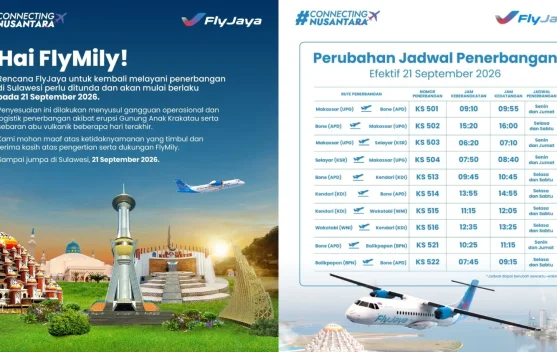 Fly Jaya Kembali Layani Rute Kendari-Wakatobi Mulai 21 September 2026