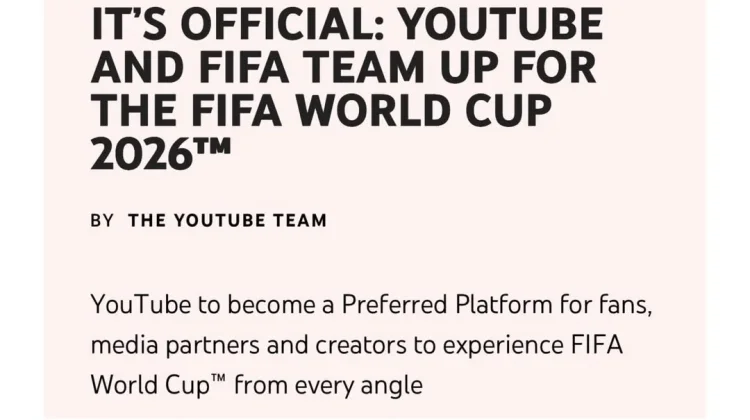 YouTube Jadi Kanal Resmi Piala Dunia