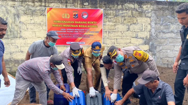 Polres Ende Musnahkan Ribuan Liter Miras Lokal Ilegal