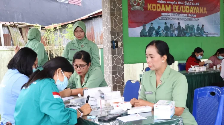 Kodim Sumba Barat Gelar Bakti Kesehatan Hari Bhakti Kodam Udayana